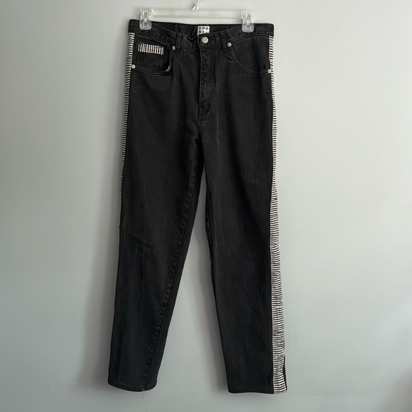 Corniche Black Jeans Size 31 Striped Side Trim Style 97-31200 Y2K Retro Look - Picture 1 of 8